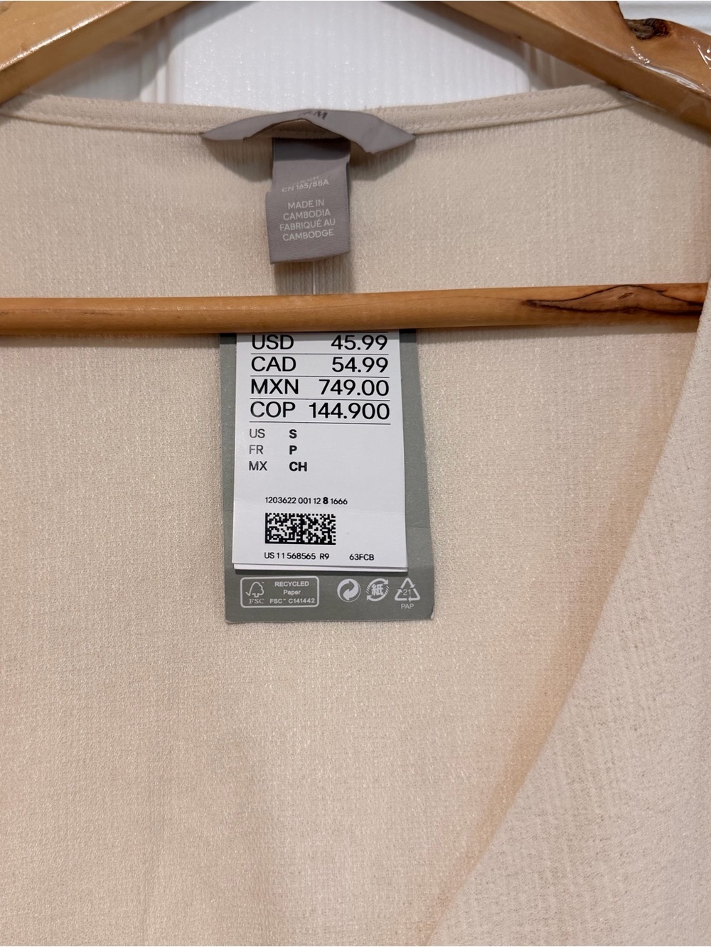 H&M Cream Long-Sleeve Wrap Midi Dress with Side Tie - Picture 4 of 4